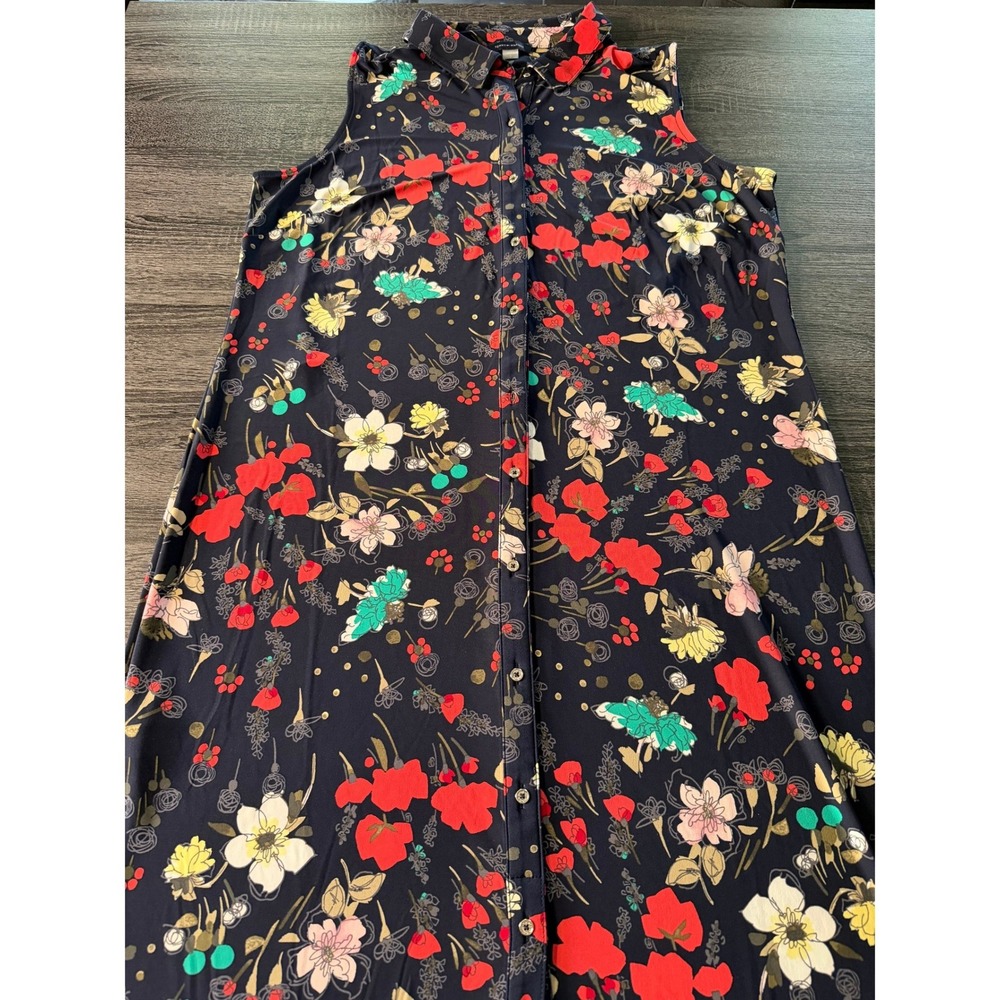 Tommy Hilfiger Navy Floral Sleeveless Maxi Dress Preppy Cottagecore 2x - Picture 2 of 7
